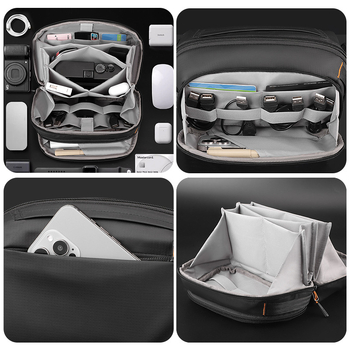 WEPOWER Geantă de umăr pentru bărbați din nylon, cu compartiment pentru cabluri, rezistentă la apă și uzură