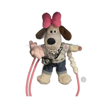 Fengbei plyšový prívesok na kľúče s psom, krátky plyš, výplň PP bavlna, prispôsobiteľný