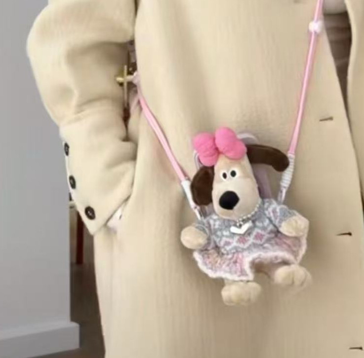 Fengbei plyšový prívesok na kľúče s psom, krátky plyš, výplň PP bavlna, prispôsobiteľný