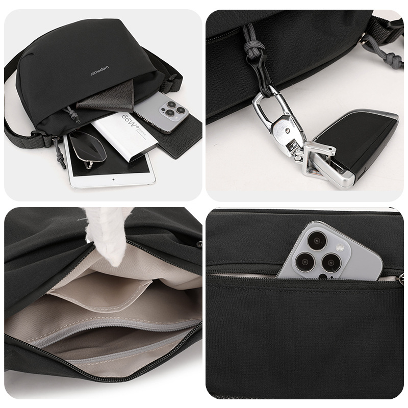 Wepower Geantă de umăr pentru bărbați din nylon, impermeabilă, căptușită cu poliester, model solid, pentru utilizare zilnică