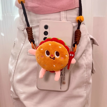 Lanyard pentru telefon - pluș, șnur din polyester, cataramă metalică, unisex, confecționat manual