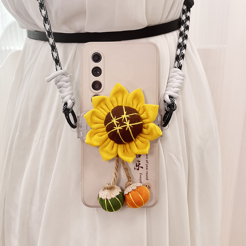 Lanyard pentru telefon - pluș, șnur din polyester, cataramă metalică, unisex, confecționat manual