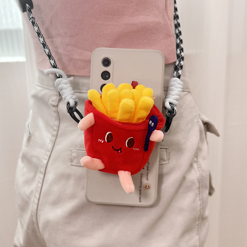 Lanyard pentru telefon - pluș, șnur din polyester, cataramă metalică, unisex, confecționat manual