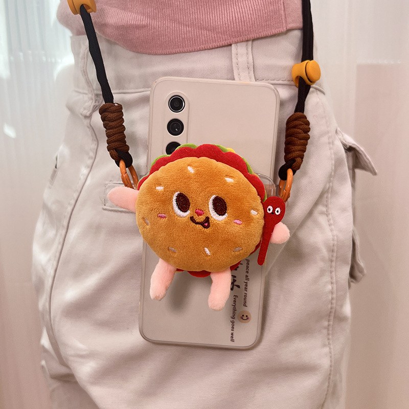 Lanyard pentru telefon - pluș, șnur din polyester, cataramă metalică, unisex, confecționat manual