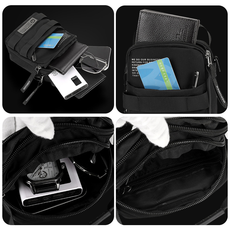 WEPOWER Geantă de umăr pentru bărbați — Nailon, Impermeabilă, Model: Litere, Primăvara 2025