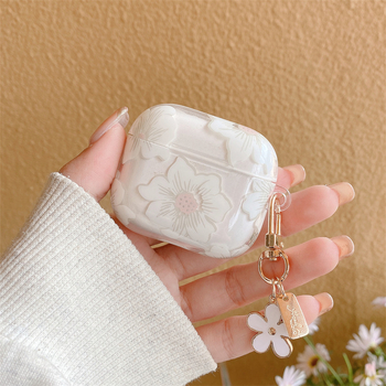 Carcasă de protecție pentru AirPods Pro cu motif koreane cu flori strălucitoare, material TPU, husă moale, design cartoon, turnare prin injecție, compatibilă cu AirPods Pro Generația 2, 3 și 4