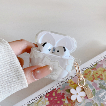 Carcasă de protecție pentru AirPods Pro cu motif koreane cu flori strălucitoare, material TPU, husă moale, design cartoon, turnare prin injecție, compatibilă cu AirPods Pro Generația 2, 3 și 4