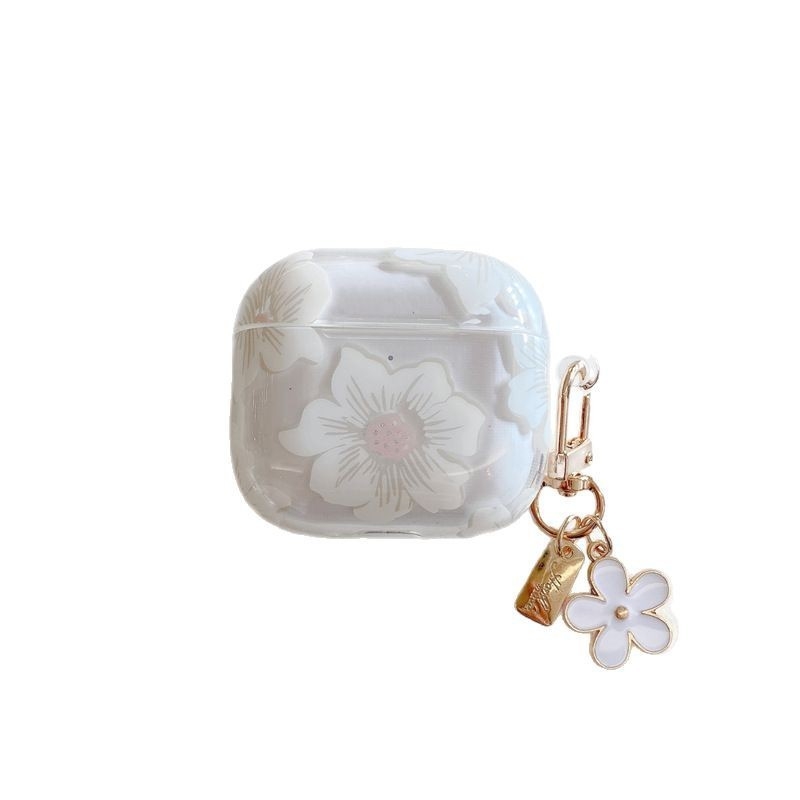 Carcasă de protecție pentru AirPods Pro cu motif koreane cu flori strălucitoare, material TPU, husă moale, design cartoon, turnare prin injecție, compatibilă cu AirPods Pro Generația 2, 3 și 4