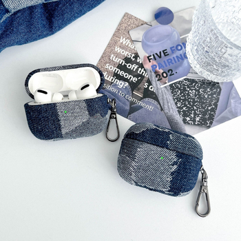 AirPods Pro denim tok – kemény tok, kézzel készült, testreszabható, Apple AirPods Pro 1/2/3/4 generációkhoz