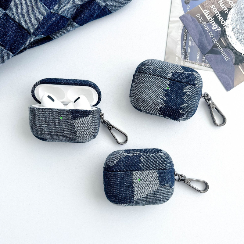 AirPods Pro denim tok – kemény tok, kézzel készült, testreszabható, Apple AirPods Pro 1/2/3/4 generációkhoz