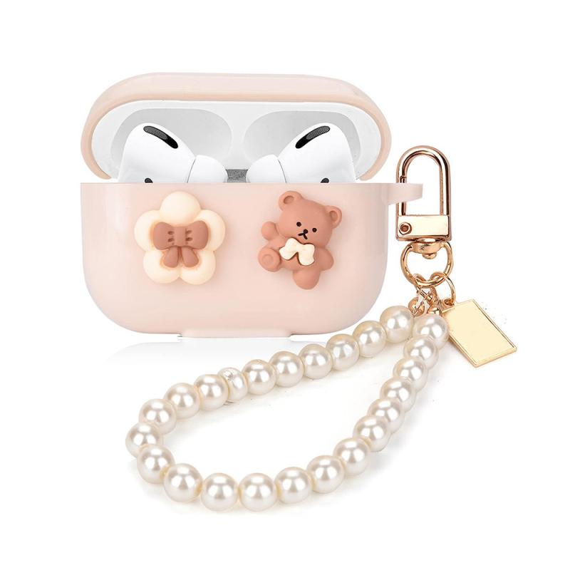 TPU puzdro na AirPods s 3D medvedím reliéfom, plné pokrytie, univerzálna kompatibilita s AirPods 1–3 generácie a AirPods Pro