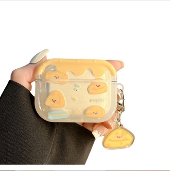 Ochranný kryt AirPods s karikatúrou syra a príveskom, TPU, prenášateľný mäkký kryt, univerzálny pre Apple, gravírované