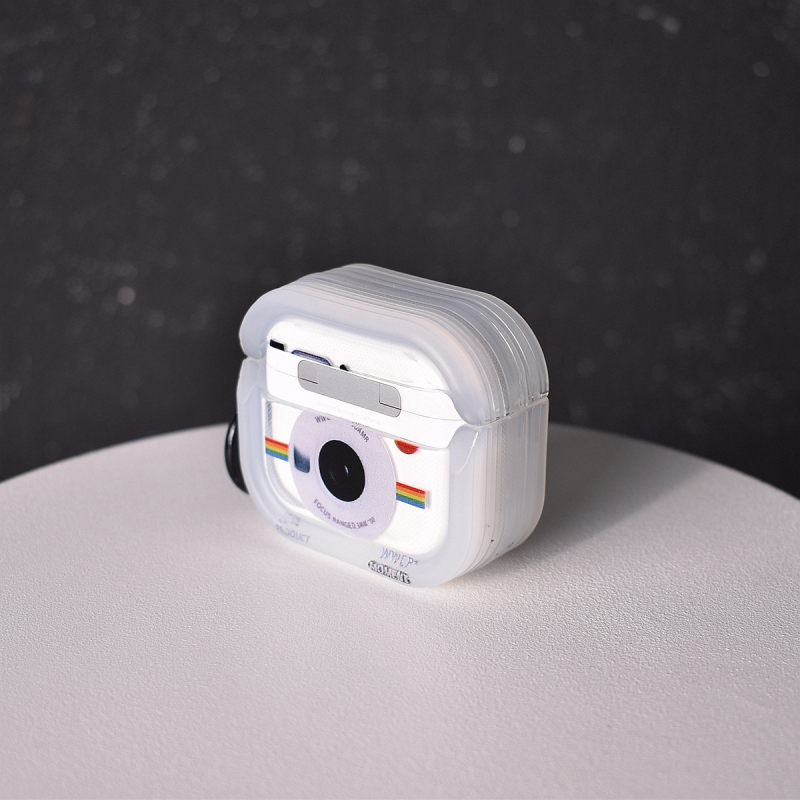 Carcasă pentru AirPods – TPU, turnare prin injecție, design minimalist inspirat de Polaroid, compatibilă cu AirPods 1–4, personalizabilă