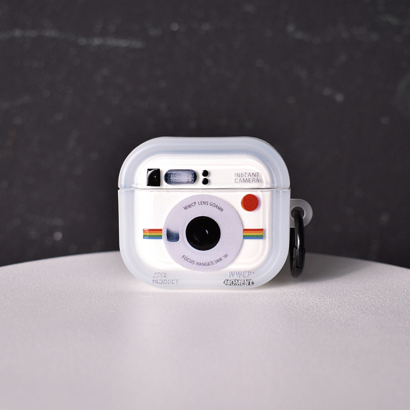 Carcasă pentru AirPods – TPU, turnare prin injecție, design minimalist inspirat de Polaroid, compatibilă cu AirPods 1–4, personalizabilă