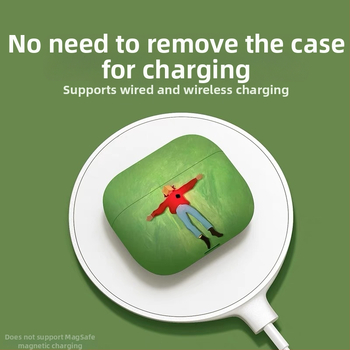 AirPods 4 vāciņš, silikons, matēta virsma, reljēvs dizains, karikatūru stils, Apple saderīgs