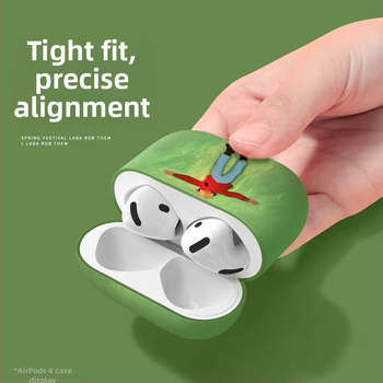 AirPods 4 vāciņš, silikons, matēta virsma, reljēvs dizains, karikatūru stils, Apple saderīgs