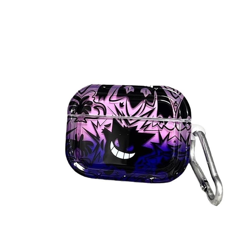 Kryt pre AirPods Pro 2 / AirPods 4, dizajn inšpirovaný Gengar, TPU, vstrekovacie formovanie, kompatibilný s Apple (TPU; vstrekovacie formovanie; kompatibilný s Apple)
