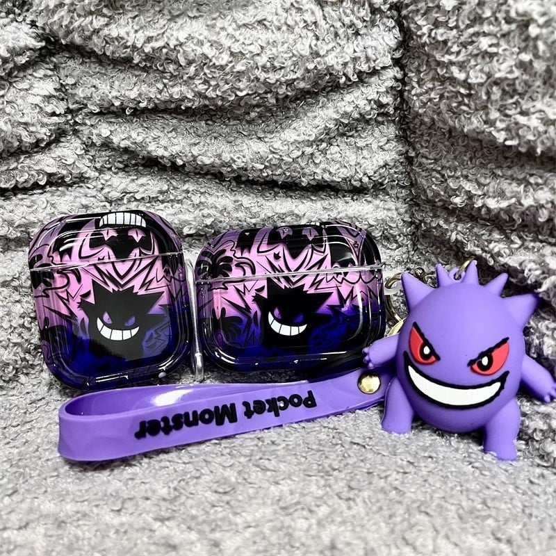 Kryt pre AirPods Pro 2 / AirPods 4, dizajn inšpirovaný Gengar, TPU, vstrekovacie formovanie, kompatibilný s Apple (TPU; vstrekovacie formovanie; kompatibilný s Apple)