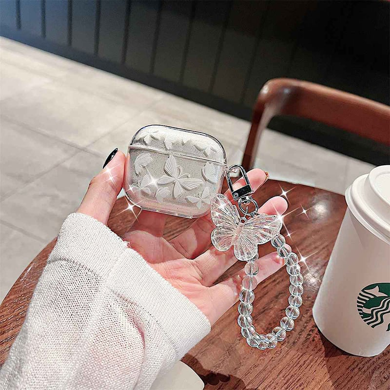 TPU ochranný obal na AirPods Pro – reliéfny vzor, polopriesvitný, prenosný, kompatibilný s Apple