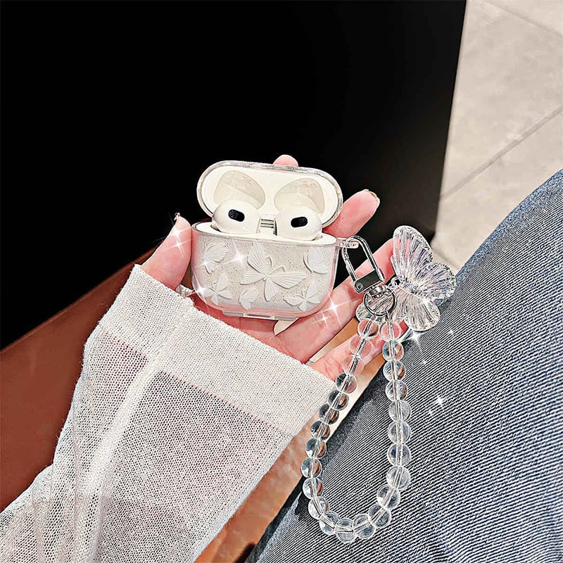 TPU ochranný obal na AirPods Pro – reliéfny vzor, polopriesvitný, prenosný, kompatibilný s Apple