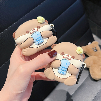 Sladký mláďa vydry ochranný obal pre AirPods Pro 3. a 4. generáciu a Pro 2. generáciu — PVC materiál, mäkké puzdro, kreslený štýl, vstrekovanie, možnosť prispôsobenia