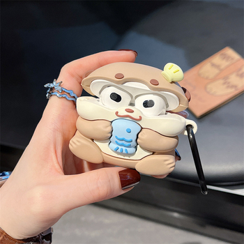 Sladký mláďa vydry ochranný obal pre AirPods Pro 3. a 4. generáciu a Pro 2. generáciu — PVC materiál, mäkké puzdro, kreslený štýl, vstrekovanie, možnosť prispôsobenia