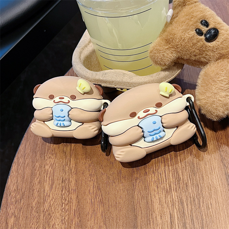 Sladký mláďa vydry ochranný obal pre AirPods Pro 3. a 4. generáciu a Pro 2. generáciu — PVC materiál, mäkké puzdro, kreslený štýl, vstrekovanie, možnosť prispôsobenia