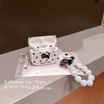 Carcasă de protecție pentru AirPods – Star Cat Meow, TPU, protecție completă, portabilă, lucrată manual, personalizabilă pentru Apple AirPods Pro 2/3 și AirPods 4