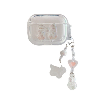 Ochranný kryt AirPods s 3D mašľovým dizajnom, TPU mäkké puzdro, karikatúrny štýl, potlač termotransferom, kompatibilný s Apple AirPods 2/3/4 a Pro 2, možnosť personalizácie