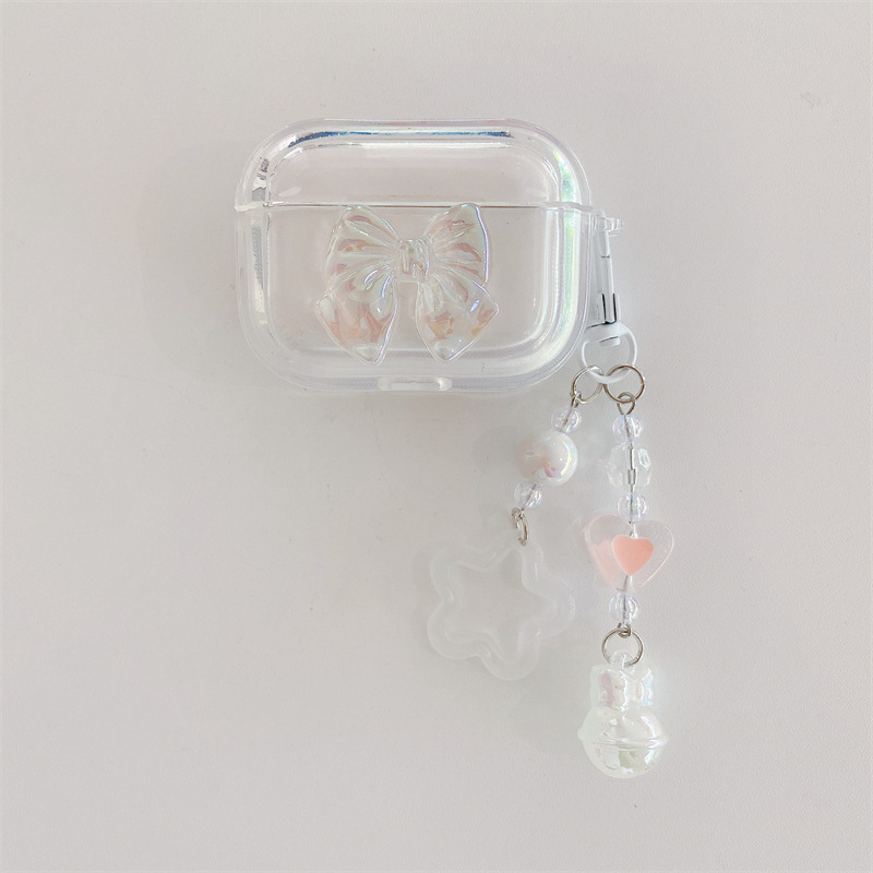 Ochranný kryt AirPods s 3D mašľovým dizajnom, TPU mäkké puzdro, karikatúrny štýl, potlač termotransferom, kompatibilný s Apple AirPods 2/3/4 a Pro 2, možnosť personalizácie