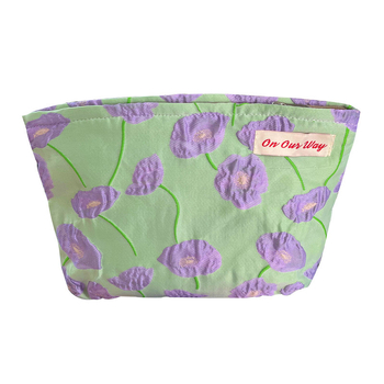 Kozmetička torbica s cvjetnim uzorkom, vintage stil, dvostruka jacquard unutarnja podstava, velika kapaciteta, vanjski poliester