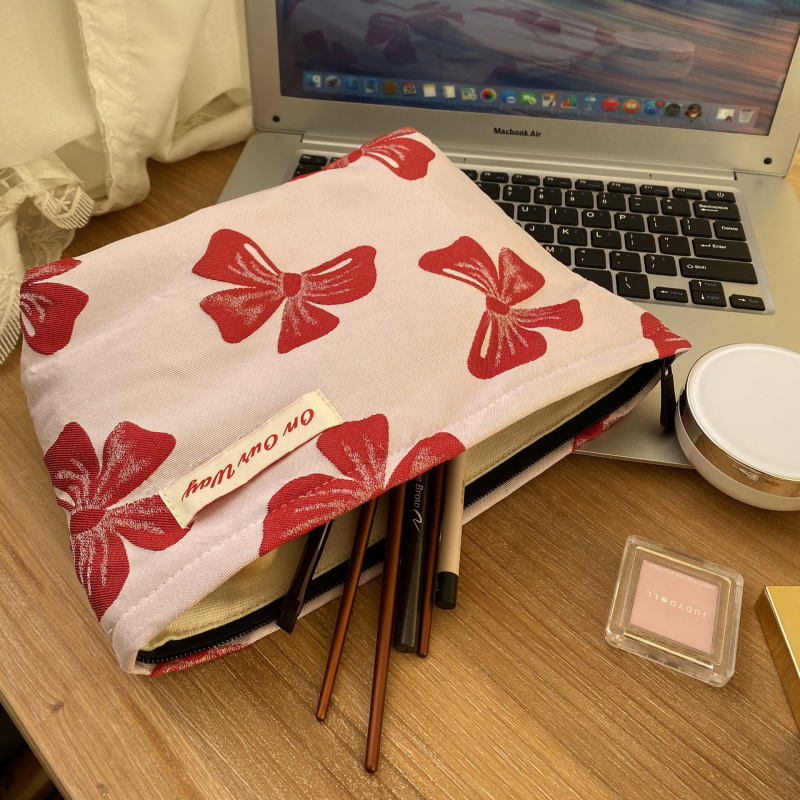 Kozmetička torbica s cvjetnim uzorkom, vintage stil, dvostruka jacquard unutarnja podstava, velika kapaciteta, vanjski poliester