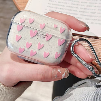 Kapsa za AirPods Pro 2 sa srcolikim šljokicama, prozirna zaštitna futrola otporna na padove, za AirPods 4. generaciju, za žene