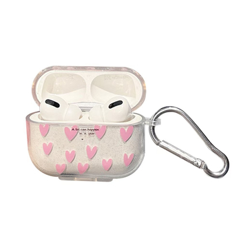 Kapsa za AirPods Pro 2 sa srcolikim šljokicama, prozirna zaštitna futrola otporna na padove, za AirPods 4. generaciju, za žene