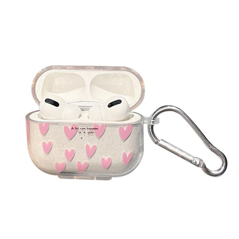 Kapsa za AirPods Pro 2 sa srcolikim šljokicama, prozirna zaštitna futrola otporna na padove, za AirPods 4. generaciju, za žene