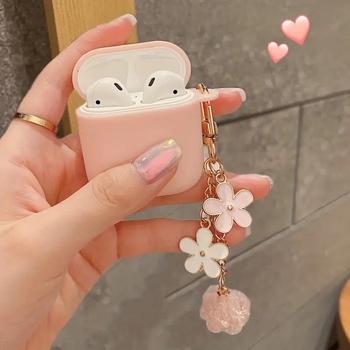 AirPods Pro futrola za ključ s pahuljastom kuglom, TPU, reljefni dizajn, prijenosna, djelomično prozirna, crtani stil, Gen 1/2