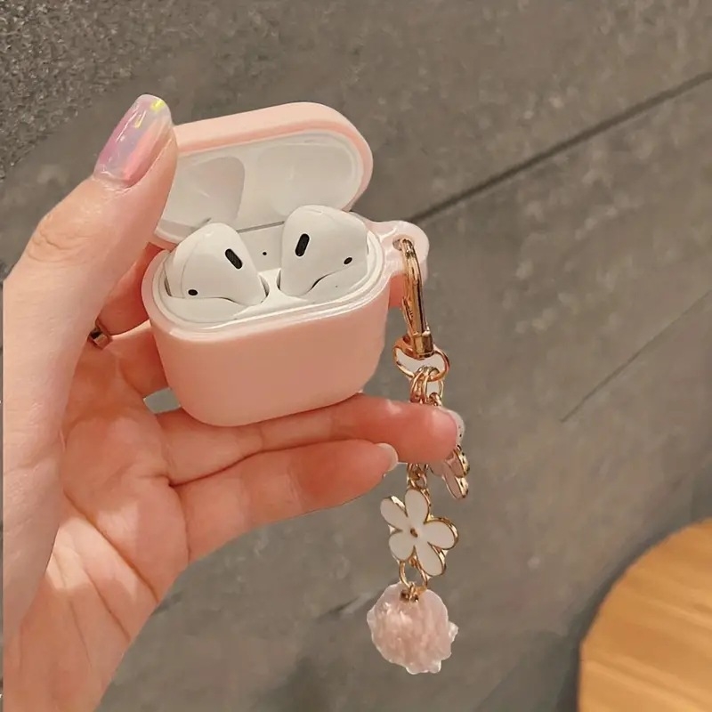 AirPods Pro futrola za ključ s pahuljastom kuglom, TPU, reljefni dizajn, prijenosna, djelomično prozirna, crtani stil, Gen 1/2