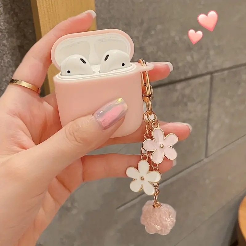 AirPods Pro futrola za ključ s pahuljastom kuglom, TPU, reljefni dizajn, prijenosna, djelomično prozirna, crtani stil, Gen 1/2