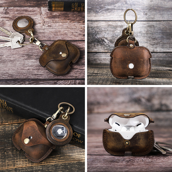 Θήκη AirPods Pro δεύτερης γενιάς — χειροποίητο δέρμα Crazy Horse, θήκη 2-σε-1 για ακουστικά Bluetooth