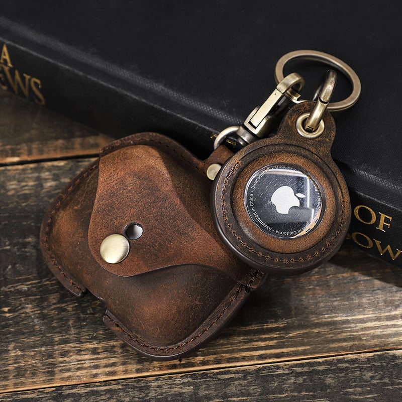 Θήκη AirPods Pro δεύτερης γενιάς — χειροποίητο δέρμα Crazy Horse, θήκη 2-σε-1 για ακουστικά Bluetooth