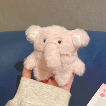 Husă roz din pluș în formă de elefant pentru AirPods Pro și AirPods 2