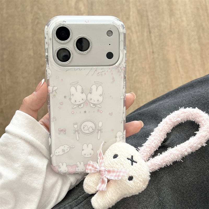 Silikonska torbica za telefon s glitter dizajnom anđela zeca za iPhone 11–14 seriju (uključujući Pro i Pro Max)