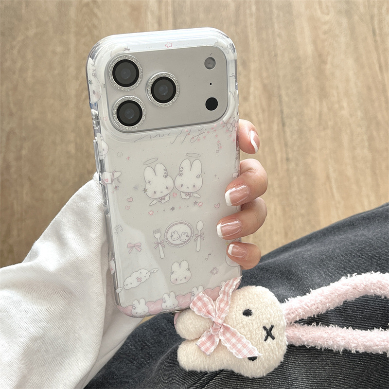 Silikonska torbica za telefon s glitter dizajnom anđela zeca za iPhone 11–14 seriju (uključujući Pro i Pro Max)