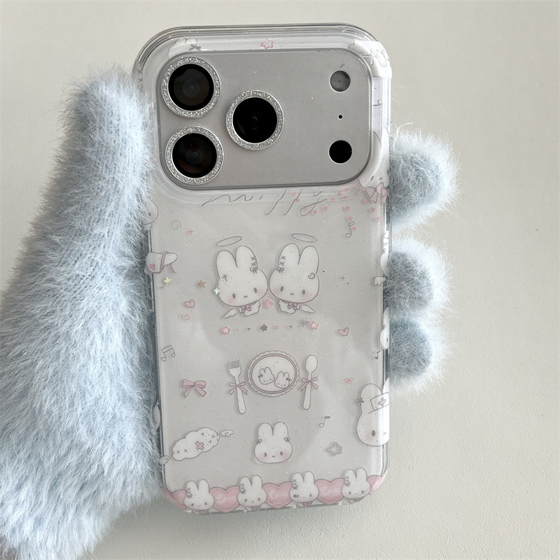 Silikonska torbica za telefon s glitter dizajnom anđela zeca za iPhone 11–14 seriju (uključujući Pro i Pro Max)