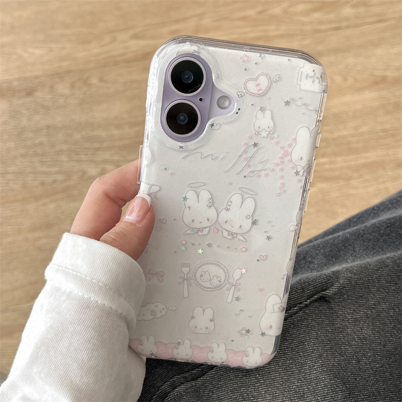 Silikonska torbica za telefon s glitter dizajnom anđela zeca za iPhone 11–14 seriju (uključujući Pro i Pro Max)
