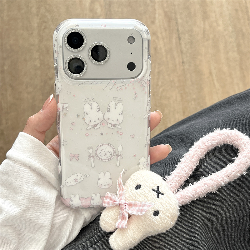Silikonska torbica za telefon s glitter dizajnom anđela zeca za iPhone 11–14 seriju (uključujući Pro i Pro Max)