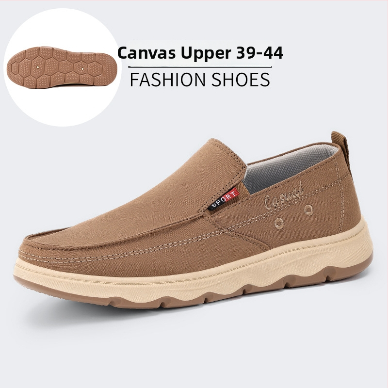 Vīriešu slip-on apavi, elpojošs kanvas augšdaļa, EVA iekšējā zole, zems augšējais rāmis, apaļa purns