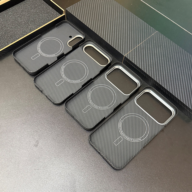 Husă pentru iPhone 17 Pro Max — fibră Kevlar aramid, stil de afaceri semi-închis, țesut manual, închidere magnetică, disipare a căldurii