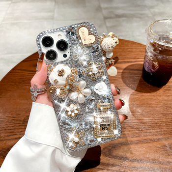 Carcasă de protecție premium cu accente diamantate pentru iPhone 11–14 Pro/Pro Max, realizată manual din TPU+PC, anti-cadere, personalizabilă