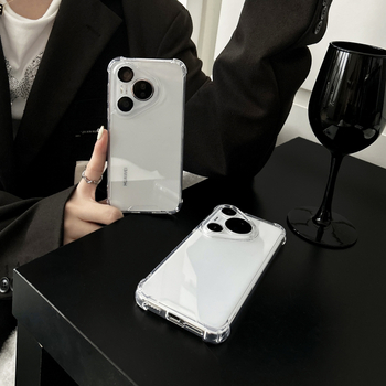 Kryt na telefón pre Huawei Pura70Pro, Pura80Pro a P70 Ultra — priehľadný, drážkový dizajn proti pádu; Materiál: TPU, akryl; Výroba: vstrekovanie; Kompatibilné s Huawei